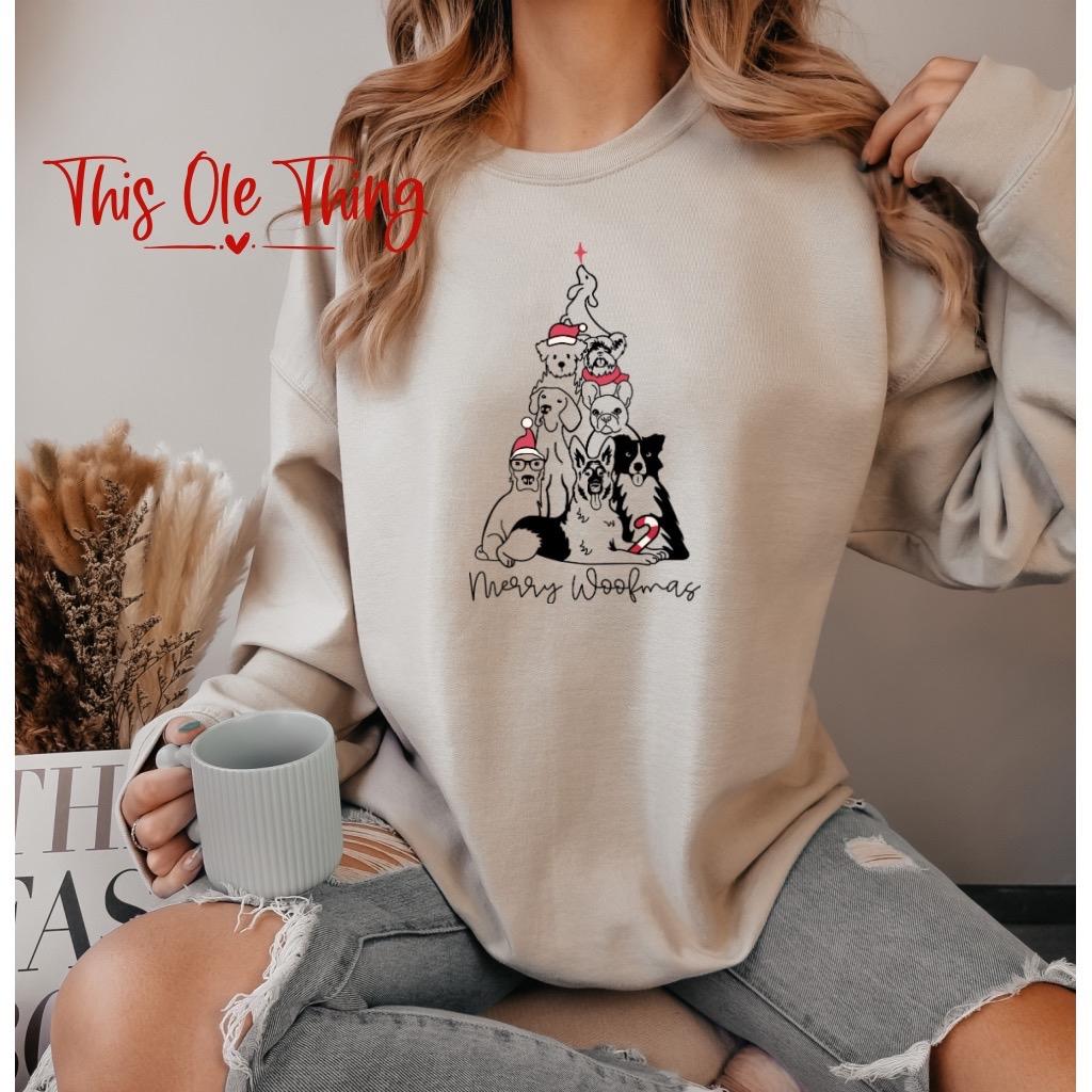 Merry Woofmas Dog Tree Crewneck Sweatshirt