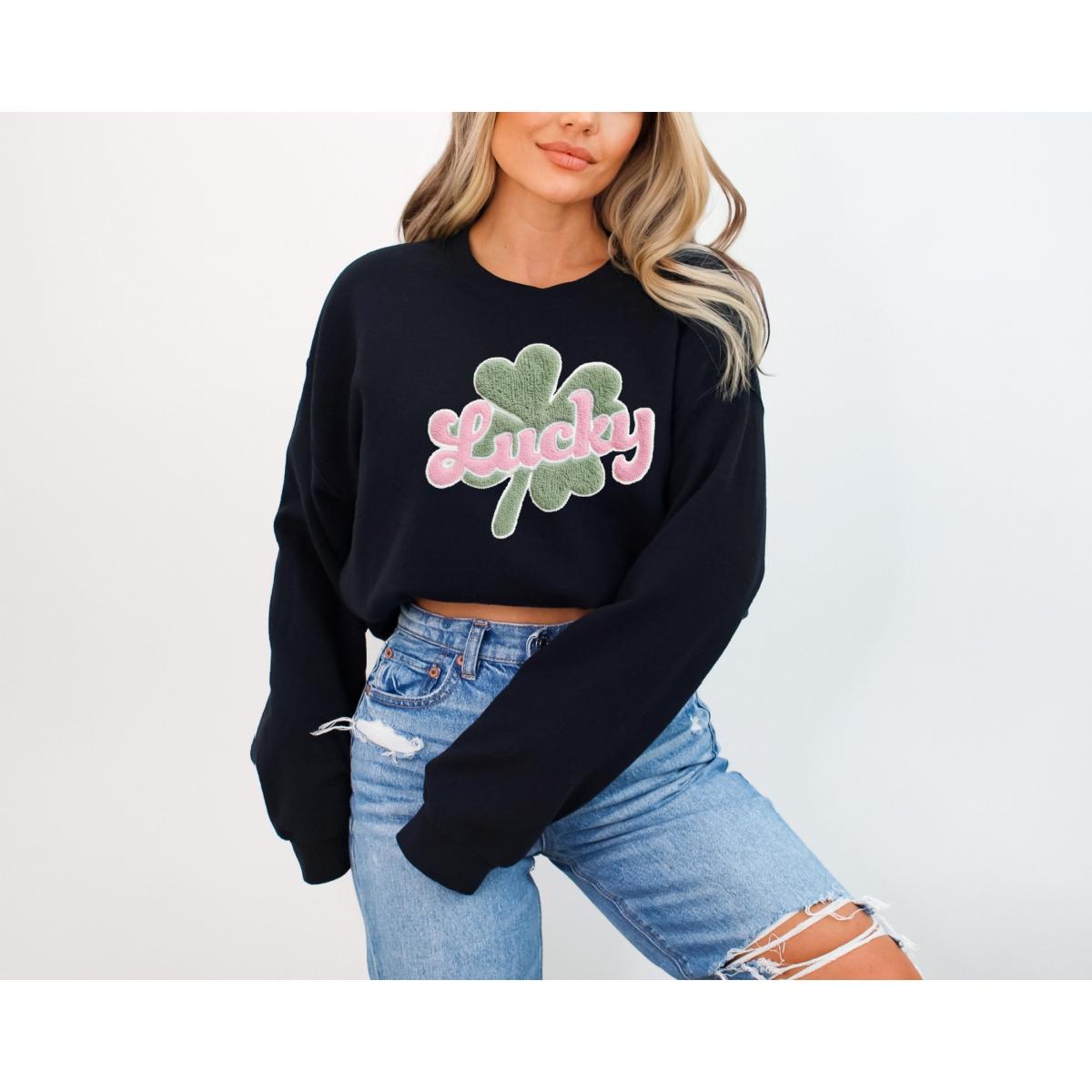 Lucky Faux Yarn St Patricks Day Sweatshirt
