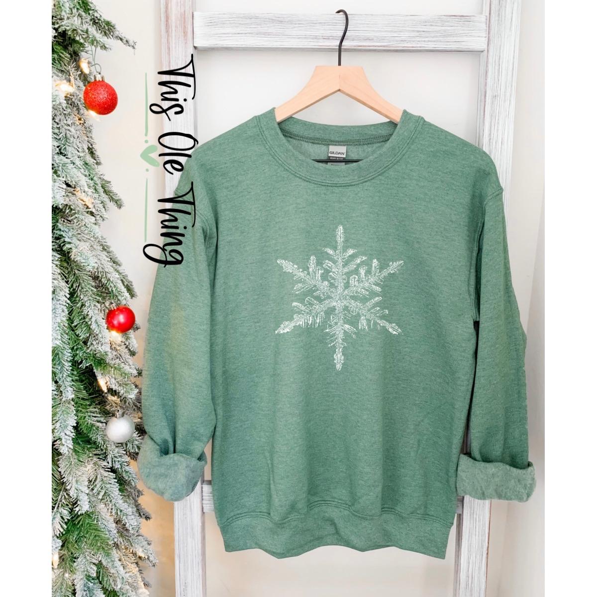 Distressed snowflake crewneck