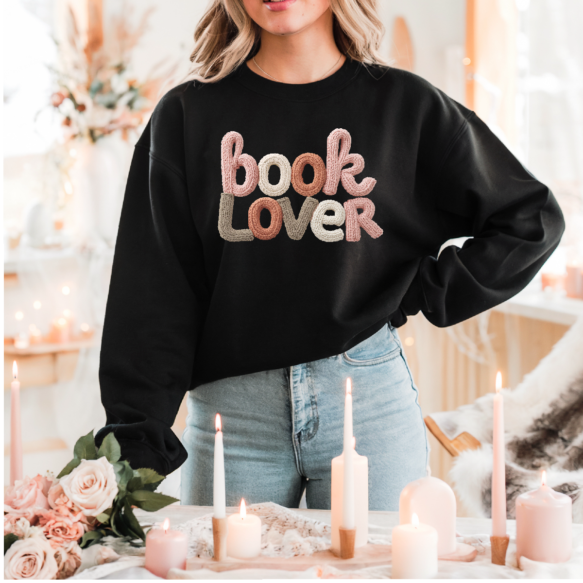 Book Lover Faux Knit Sweatshirt