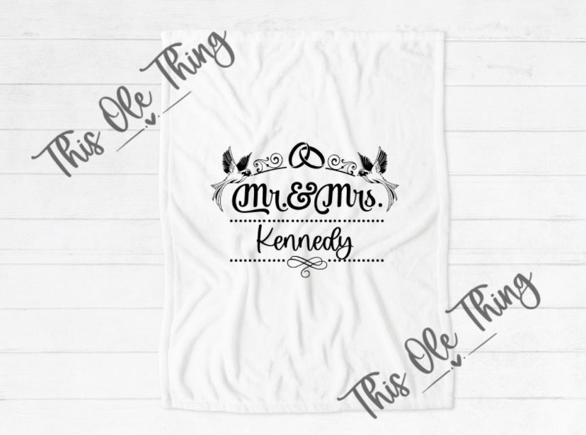 Mr. and Mrs. wedding blanket