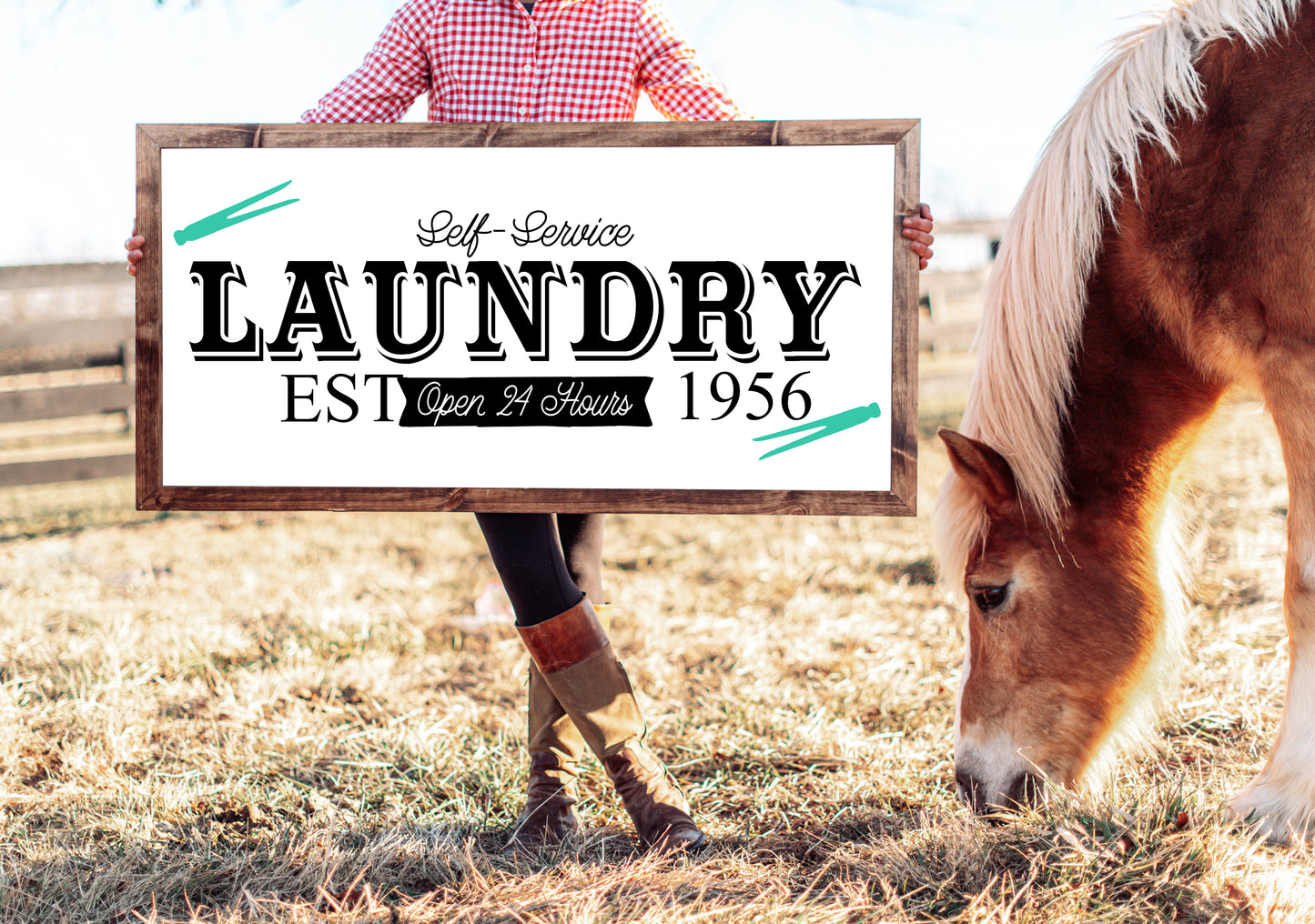 20x40 Self service laundry Wooden Sign