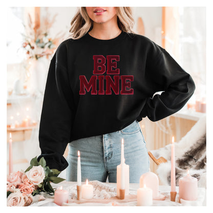 BE MINE Faux Velour Print Valentine Sweatshirt