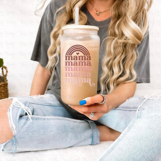 Retro Mama 16oz Glass Can