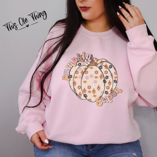 Retro Pumpkin Season Crewneck Sweatshirt