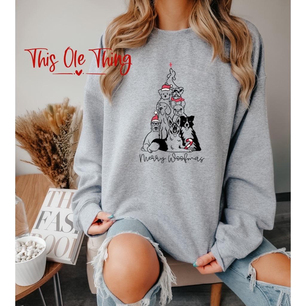 Merry Woofmas Dog Tree Crewneck Sweatshirt