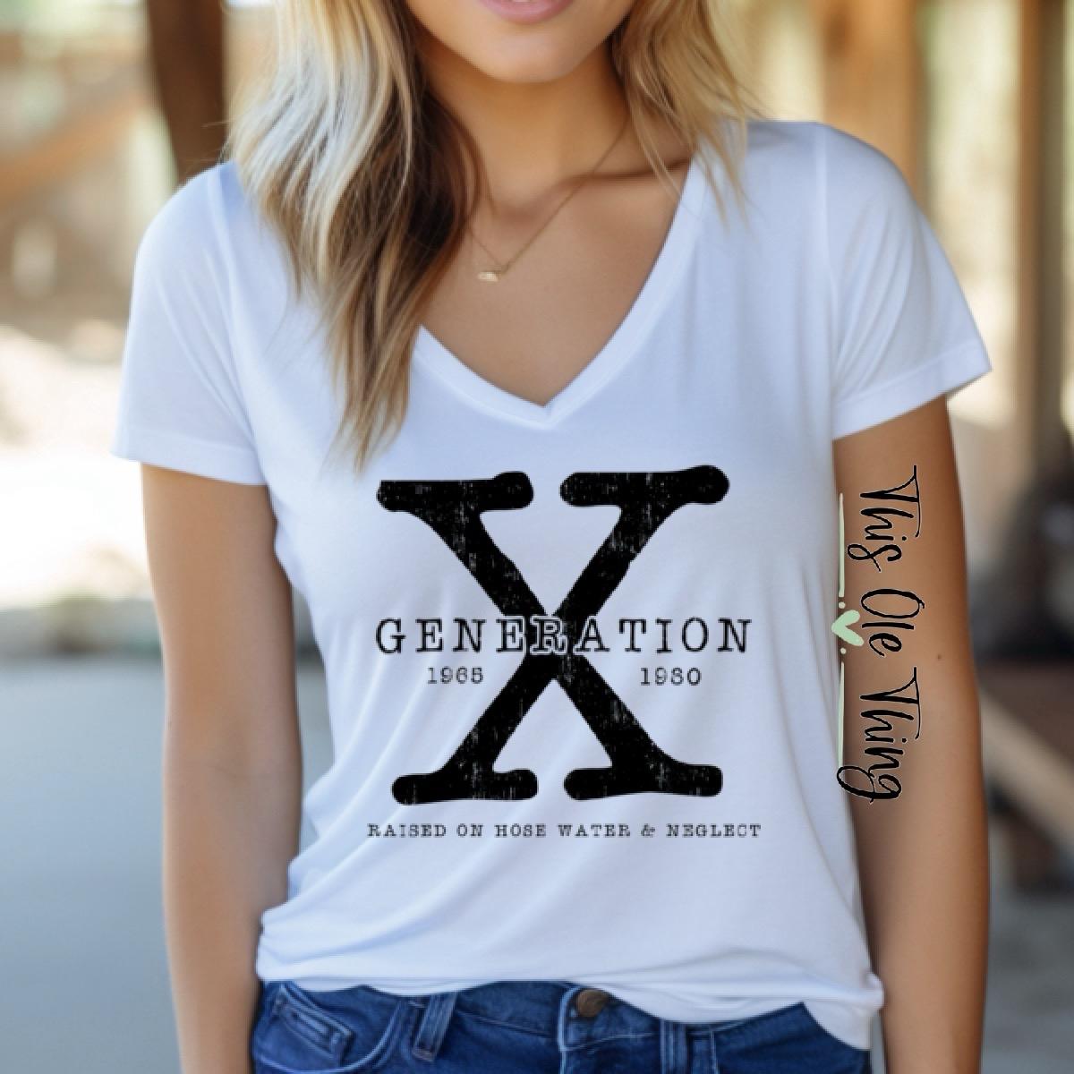 Generation X Black & White V-Neck Tee