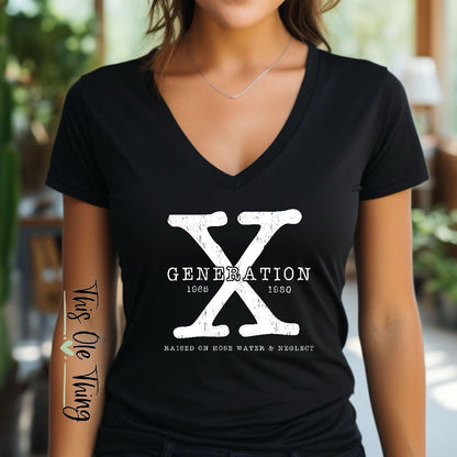 Generation X Black & White V-Neck Tee