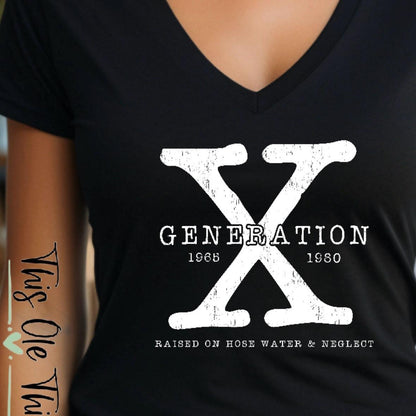 Generation X Black & White V-Neck Tee