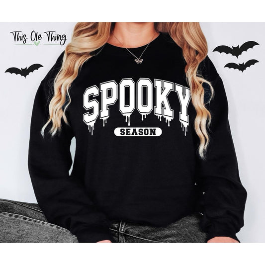 Spooky Season Drip Letter Crewneck Sweatshirt