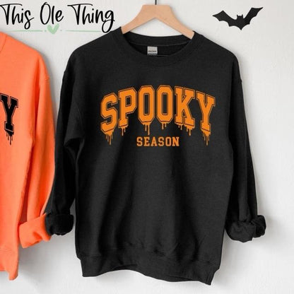 Spooky Season Drip Letter Crewneck Sweatshirt
