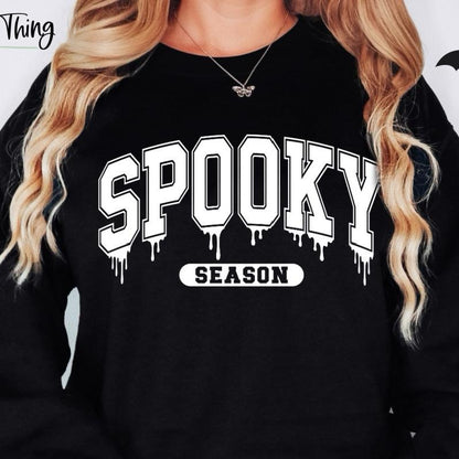 Spooky Season Drip Letter Crewneck Sweatshirt