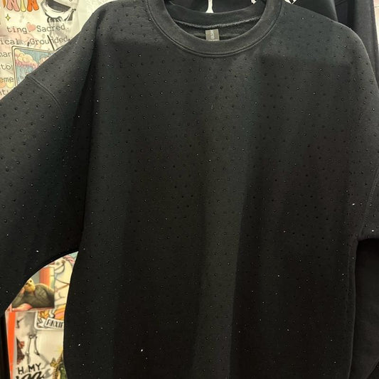 Black On Black Rhinestone Sweatshirt