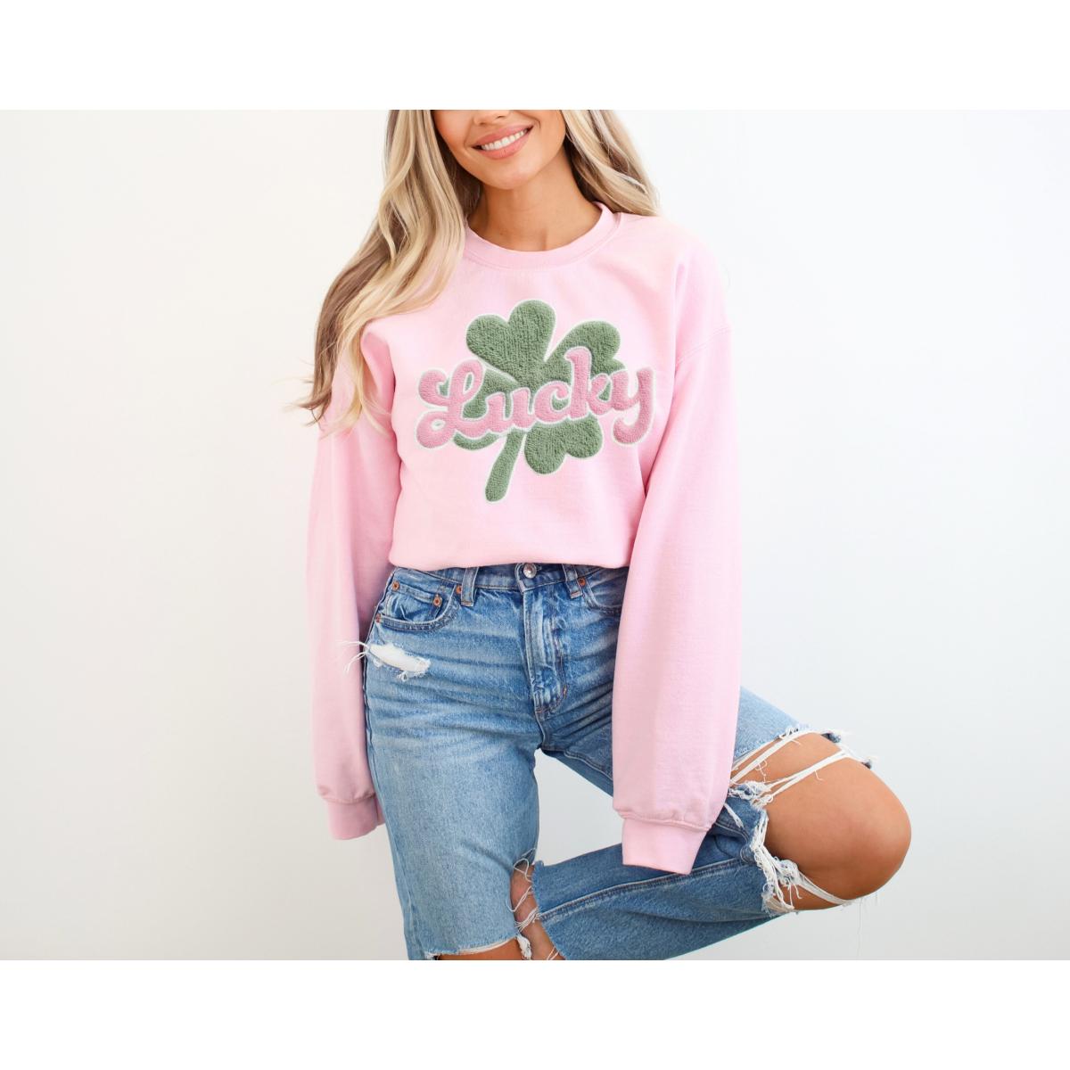 Lucky Faux Yarn St Patricks Day Sweatshirt