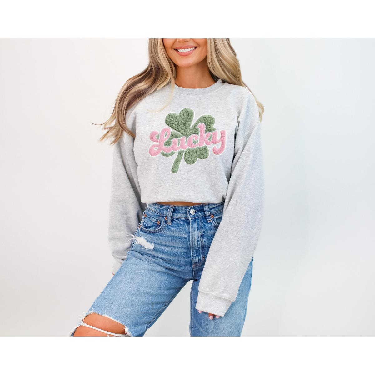 Lucky Faux Yarn St Patricks Day Sweatshirt