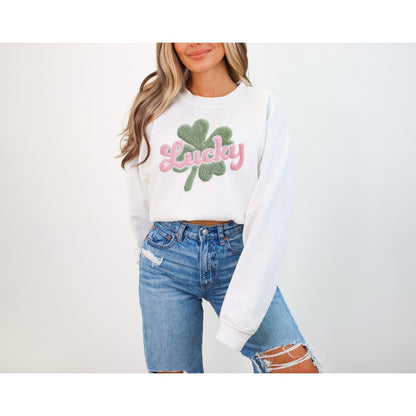 Lucky Faux Yarn St Patricks Day Sweatshirt