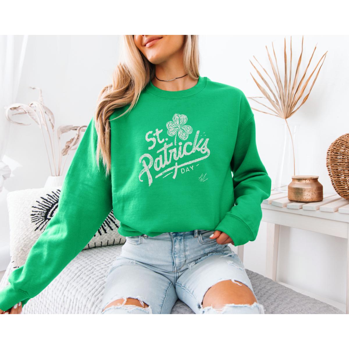 St Patricks Day Grunge Print Sweatshirt