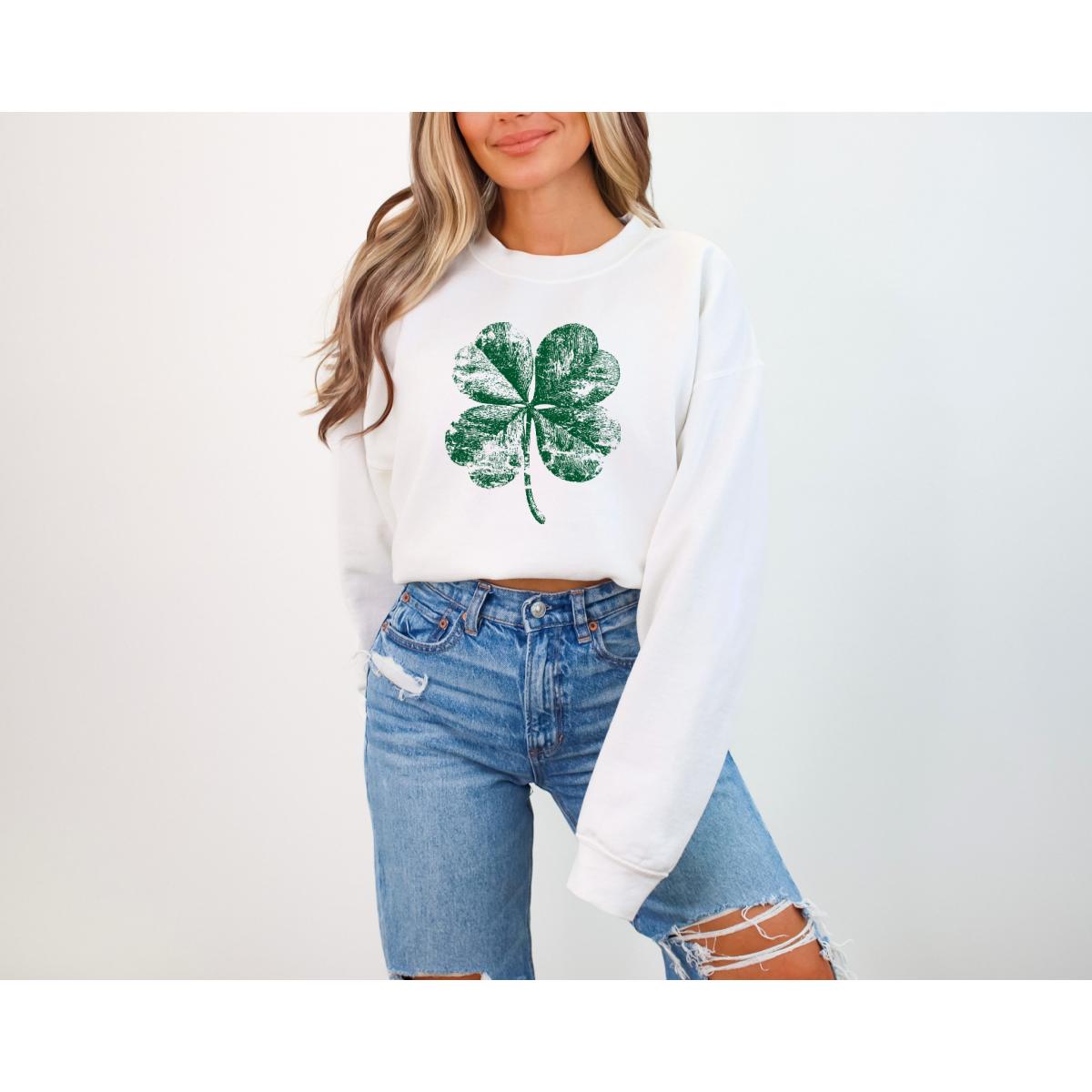 Four Leaf Clover St Patricks Day Sweatshirt - photo 3
