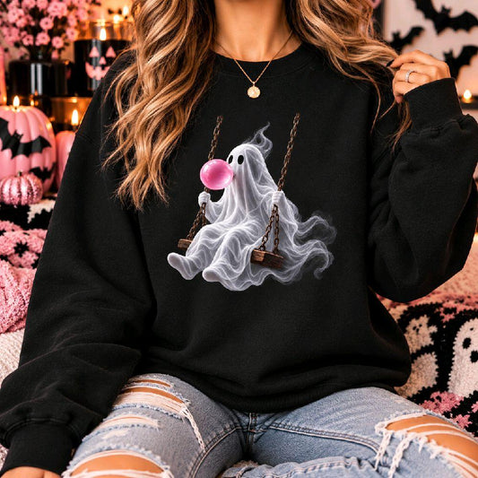 Ghost Graphic Swinging Design Sweatshirt