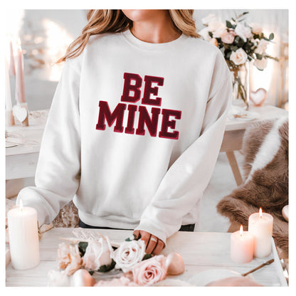 BE MINE Faux Velour Print Valentine Sweatshirt