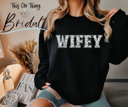 Wifey faux lace sweatshirt