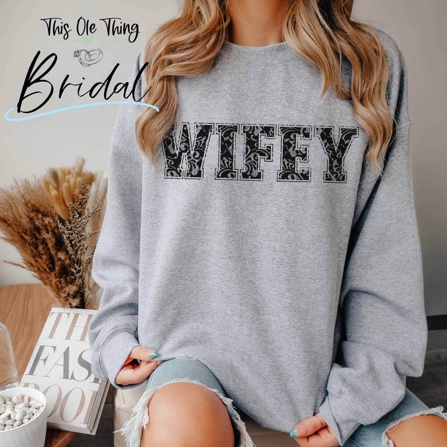 Wifey faux lace sweatshirt