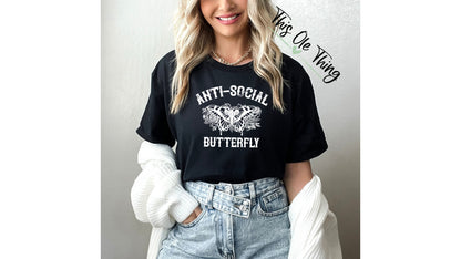 Anti social butterfly tee