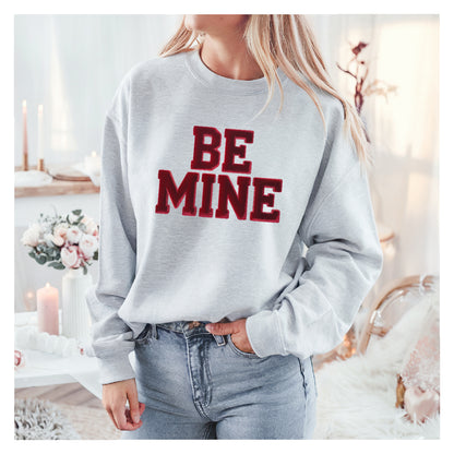 BE MINE Faux Velour Print Valentine Sweatshirt