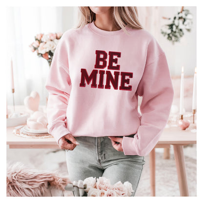 BE MINE Faux Velour Print Valentine Sweatshirt