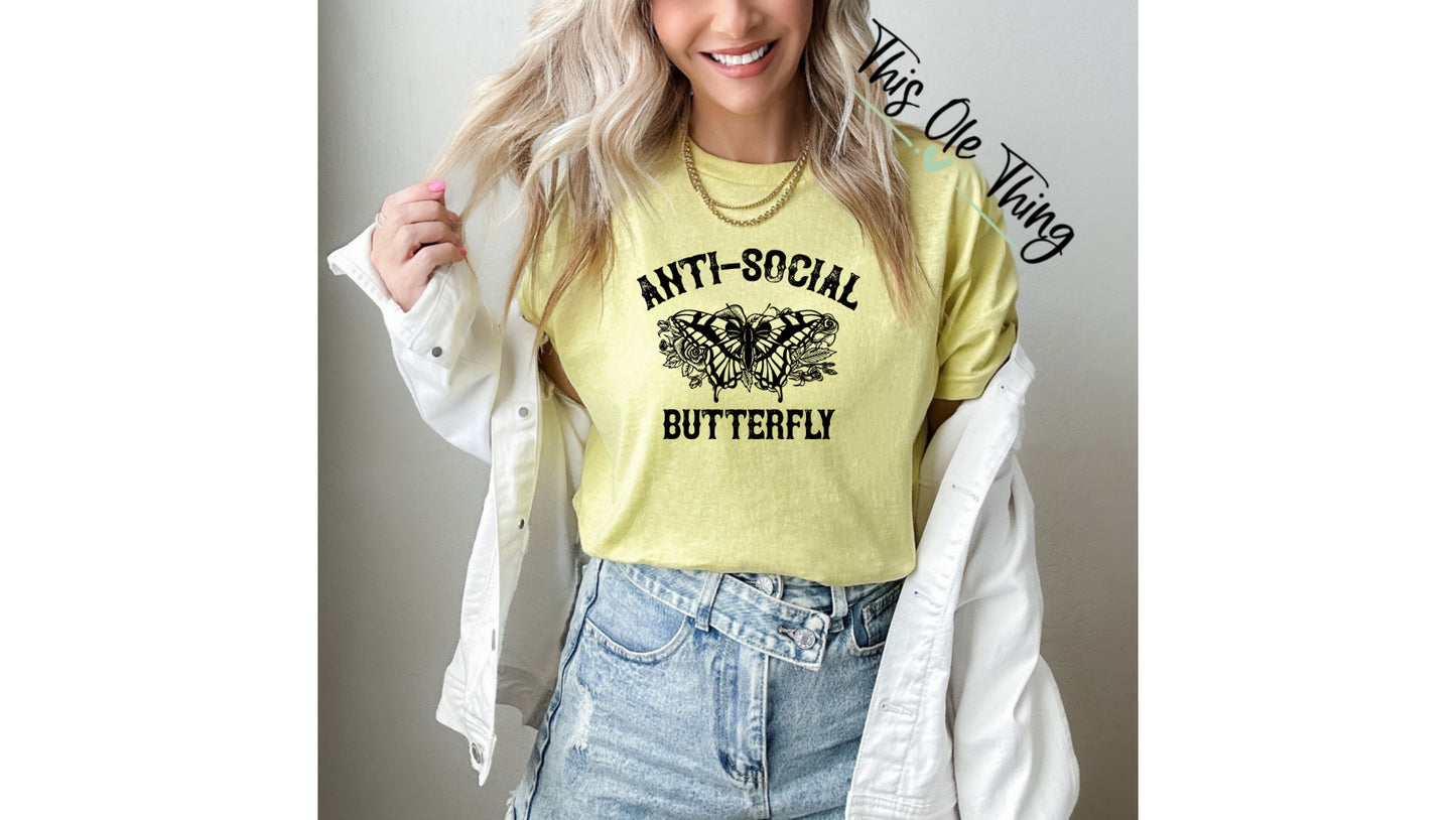 Anti social butterfly tee