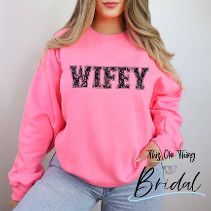 Wifey faux lace sweatshirt