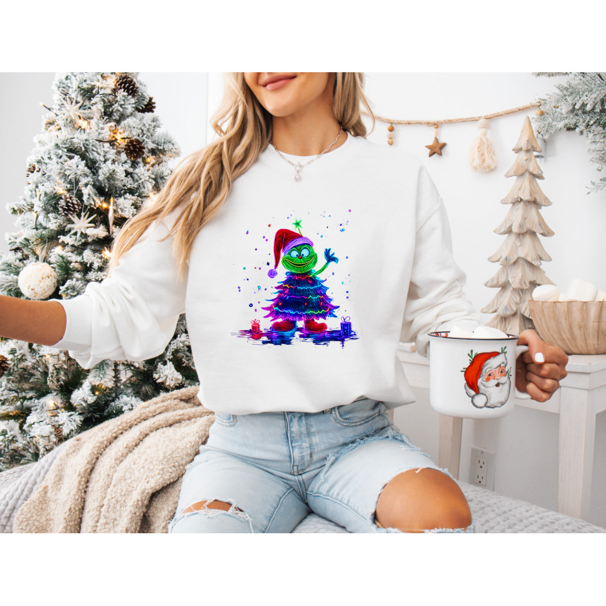 Green monster tree sweatshirt