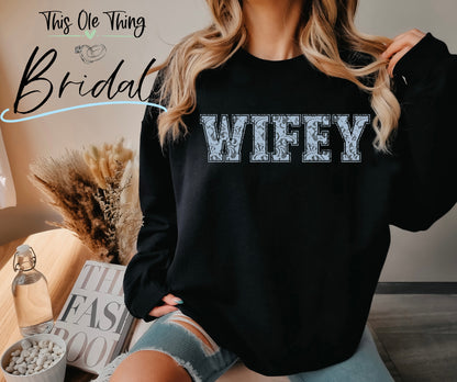 Wifey faux lace sweatshirt