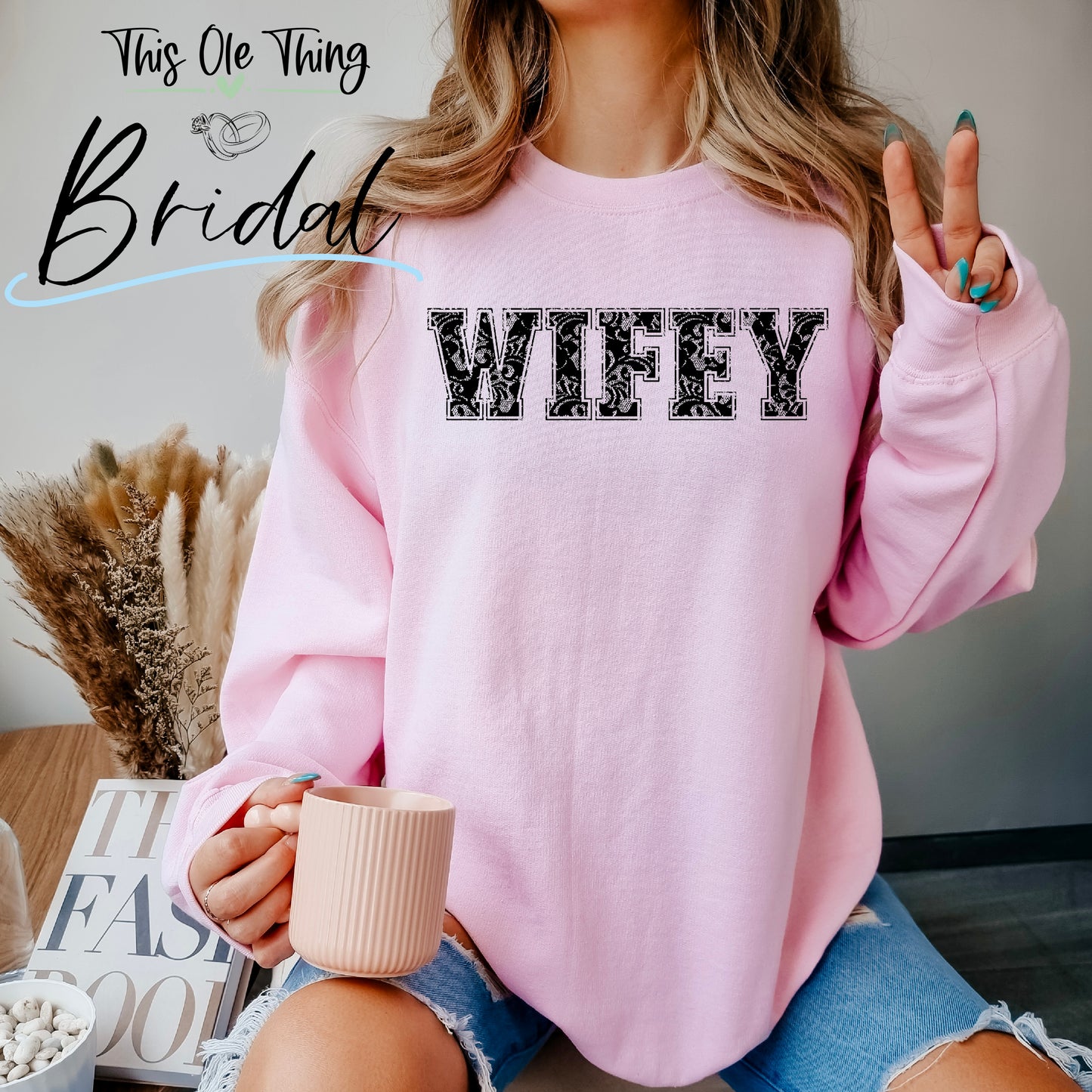 Wifey faux lace sweatshirt