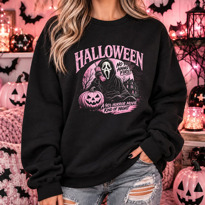 90s horror movie Halloween sweatshirt in black
