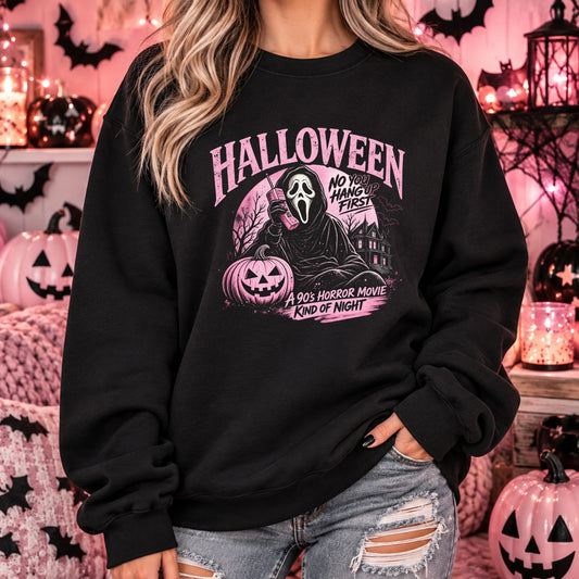90s horror movie Halloween sweatshirt in black
