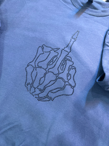 Rhinestone skelly sweatshirt