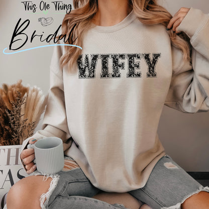 Wifey faux lace sweatshirt