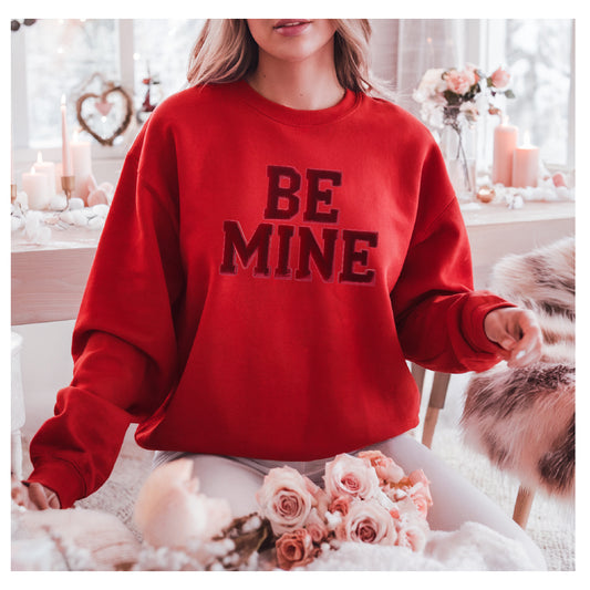 BE MINE Faux Velour Print Valentine Sweatshirt