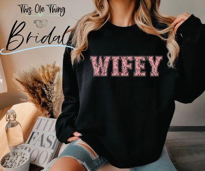 Wifey faux lace sweatshirt