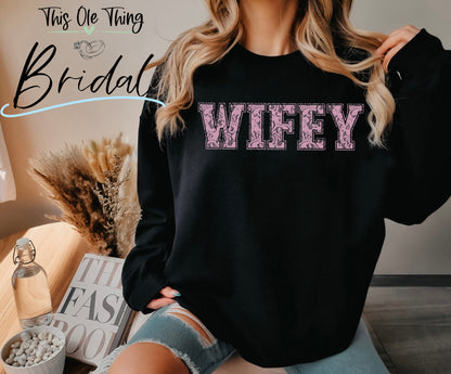 Wifey faux lace sweatshirt