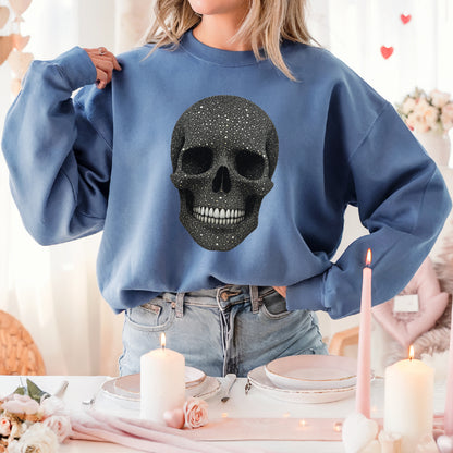 Faux glitter skull sweatshirt