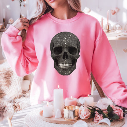 Faux glitter skull sweatshirt
