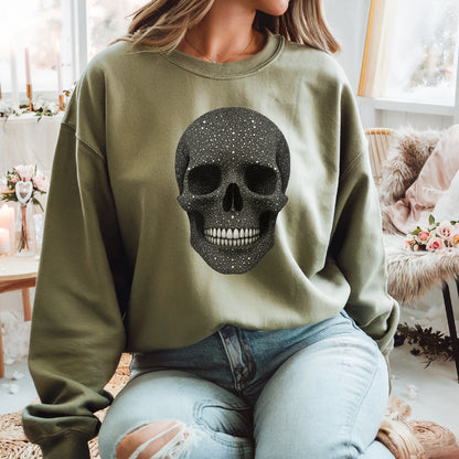 Faux glitter skull sweatshirt