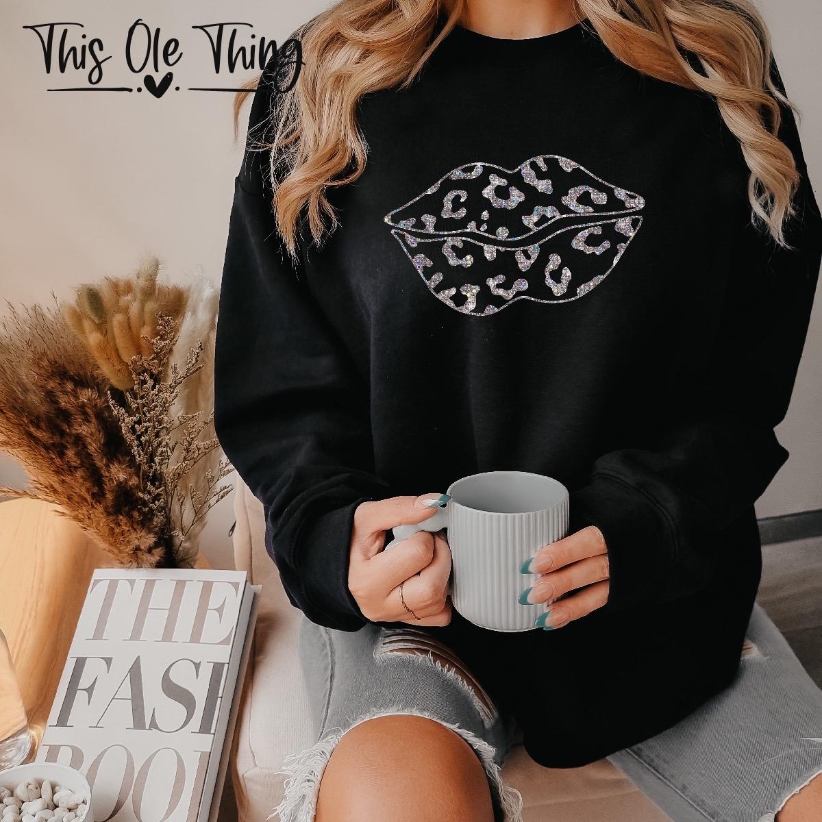 Faux Sequin Cheetah Crewneck Sweatshirt