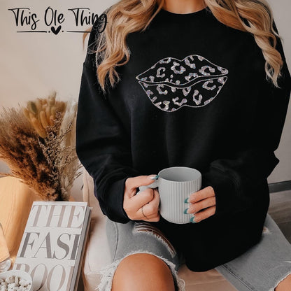 Faux Sequin Cheetah Crewneck Sweatshirt