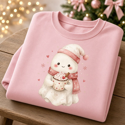 Cute Ghost Hot Cocoa Crewneck Sweatshirt