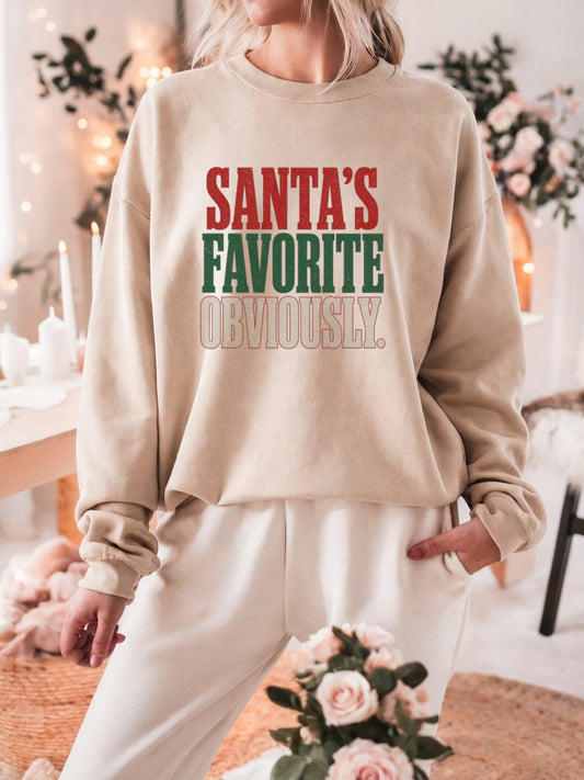 Santa's Favorite Obviously Crewneck Sweatshirt