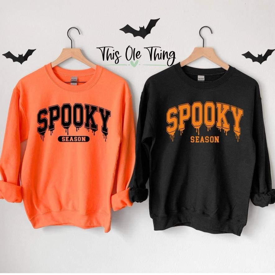Spooky Season Drip Letter Crewneck Sweatshirt