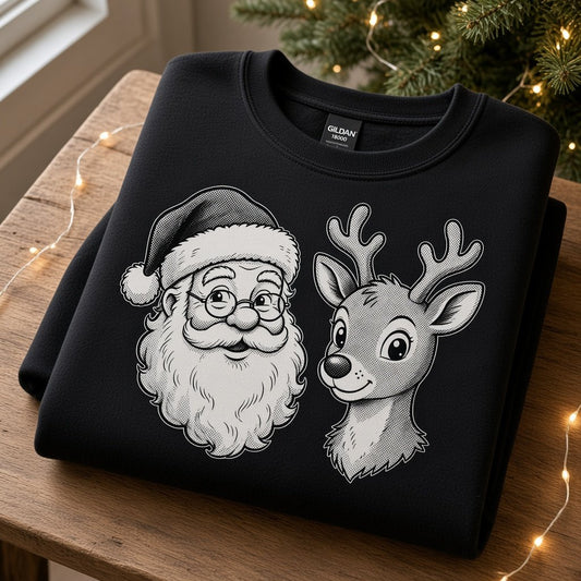 Halftone Santa Rudolph Crewneck Sweatshirt